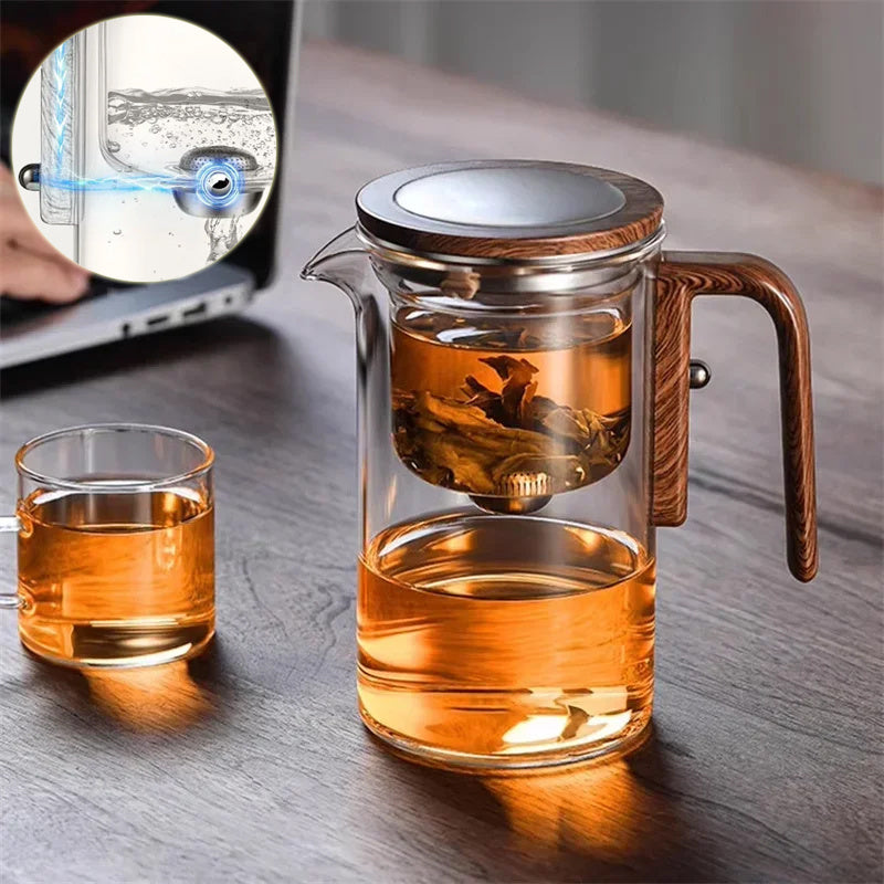 Magnetische Glazen Theepot met Waterfiltratie en Houten Handgreep – 500 ml & 700 ml