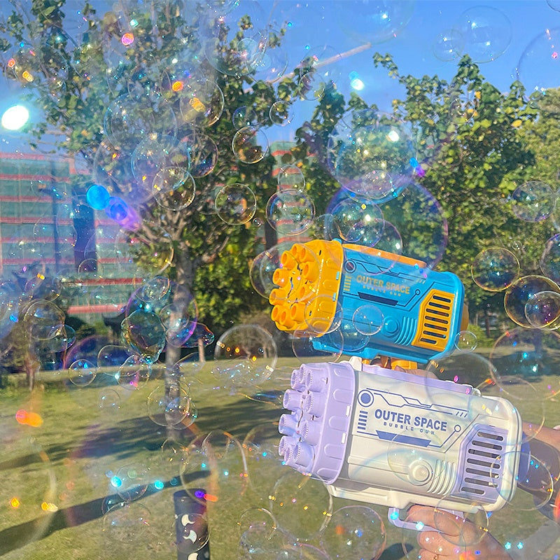 Bubble Gun Rocket – 69 Gaatjes Bellenblaas Speelgoed met Licht & Automatische Blazer