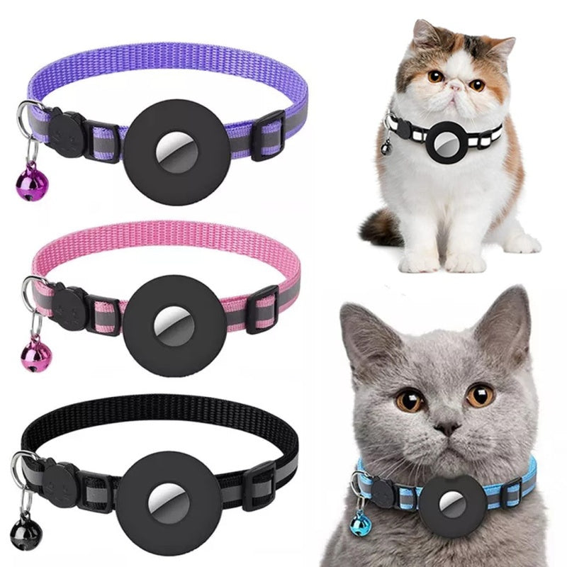 Reflecterende AirTag Halsband – Waterdichte Nylon Halsband met Houder voor Kat of Hond