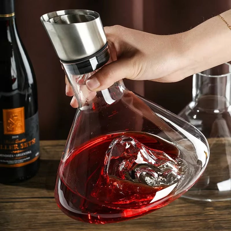 Iceberg Waterfall Wijnkaraf – Kristal Glas Decanter met Traploze Filtratie