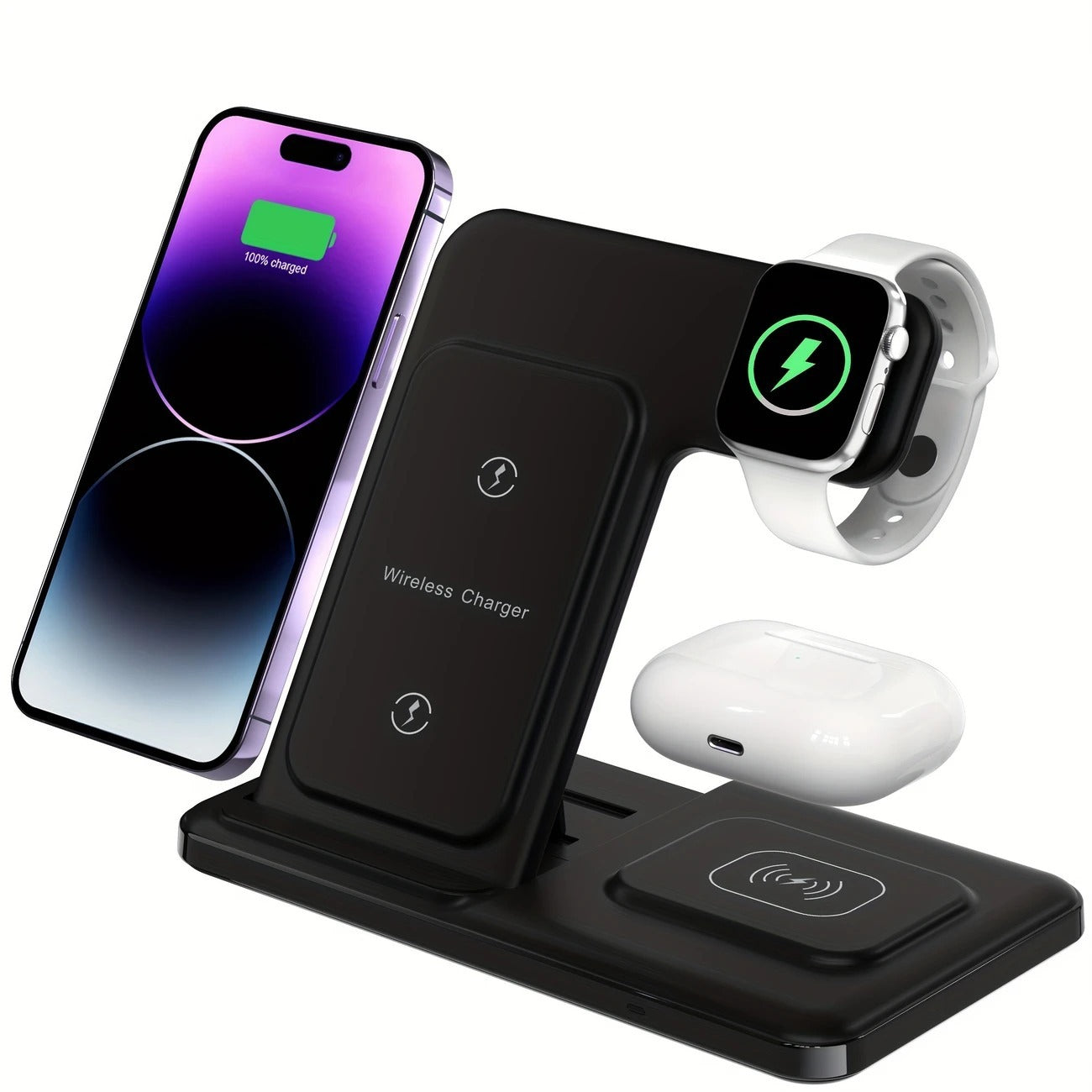 Draadloos 3-in-1 Oplaadstation – Snellader voor iPhone, Apple Watch & AirPods
