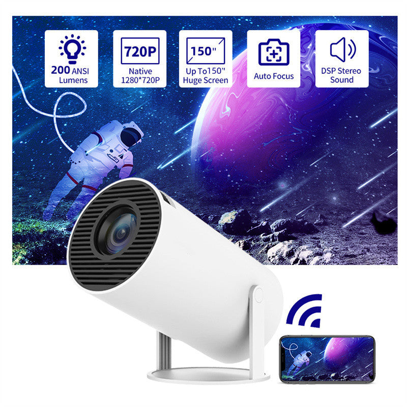 Draagbare Mini Beamer – Thuisprojector met 180° Hoek & Automatische Focus