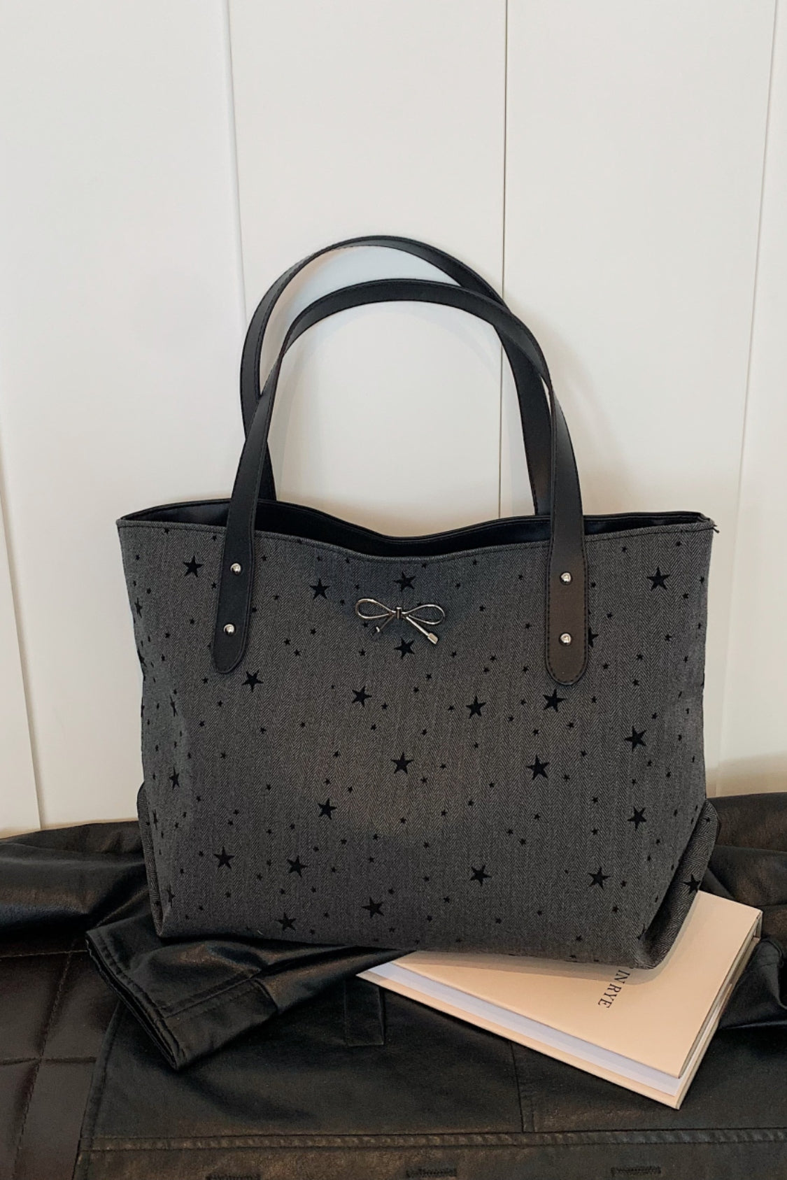 Polyester Strik Polka Dot Tote Bag