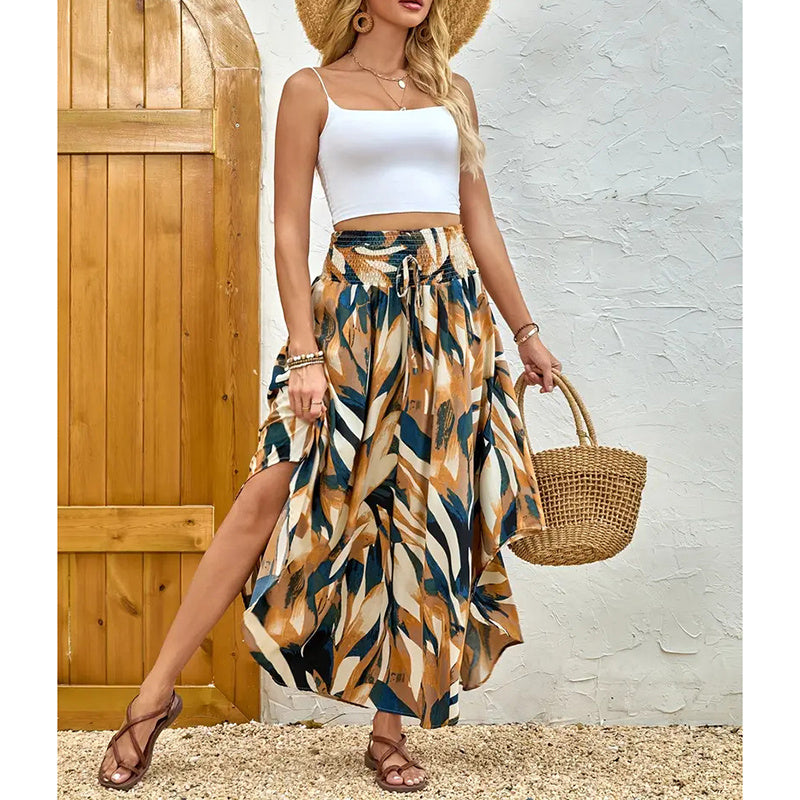 Dames Midi Rok met Hoge Elastische Taille – Lichtgewicht