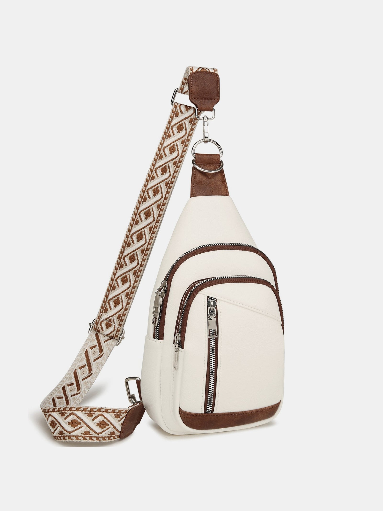 PU leren crossbody tas met twee afneembare banden