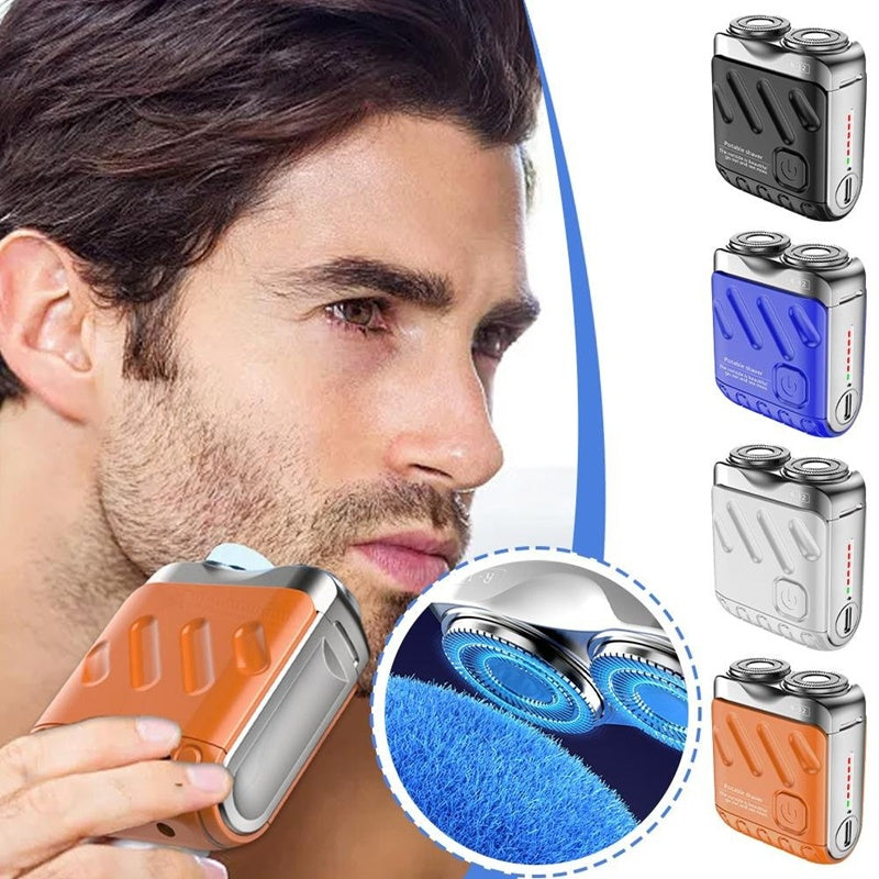Draagbaar Elektrisch Scheerapparaat met Dubbele Roterende Messen – Mini USB Oplaadbare Reisscheerapparaat voor Mannen
