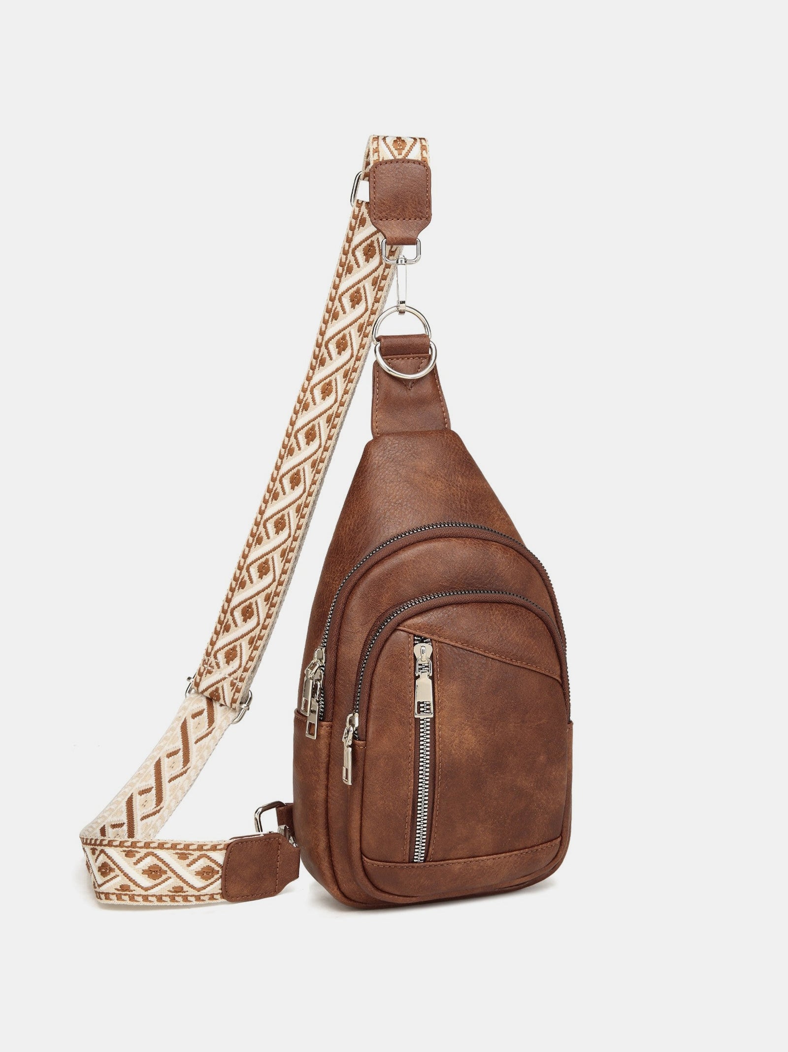 PU leren crossbody tas met twee afneembare banden