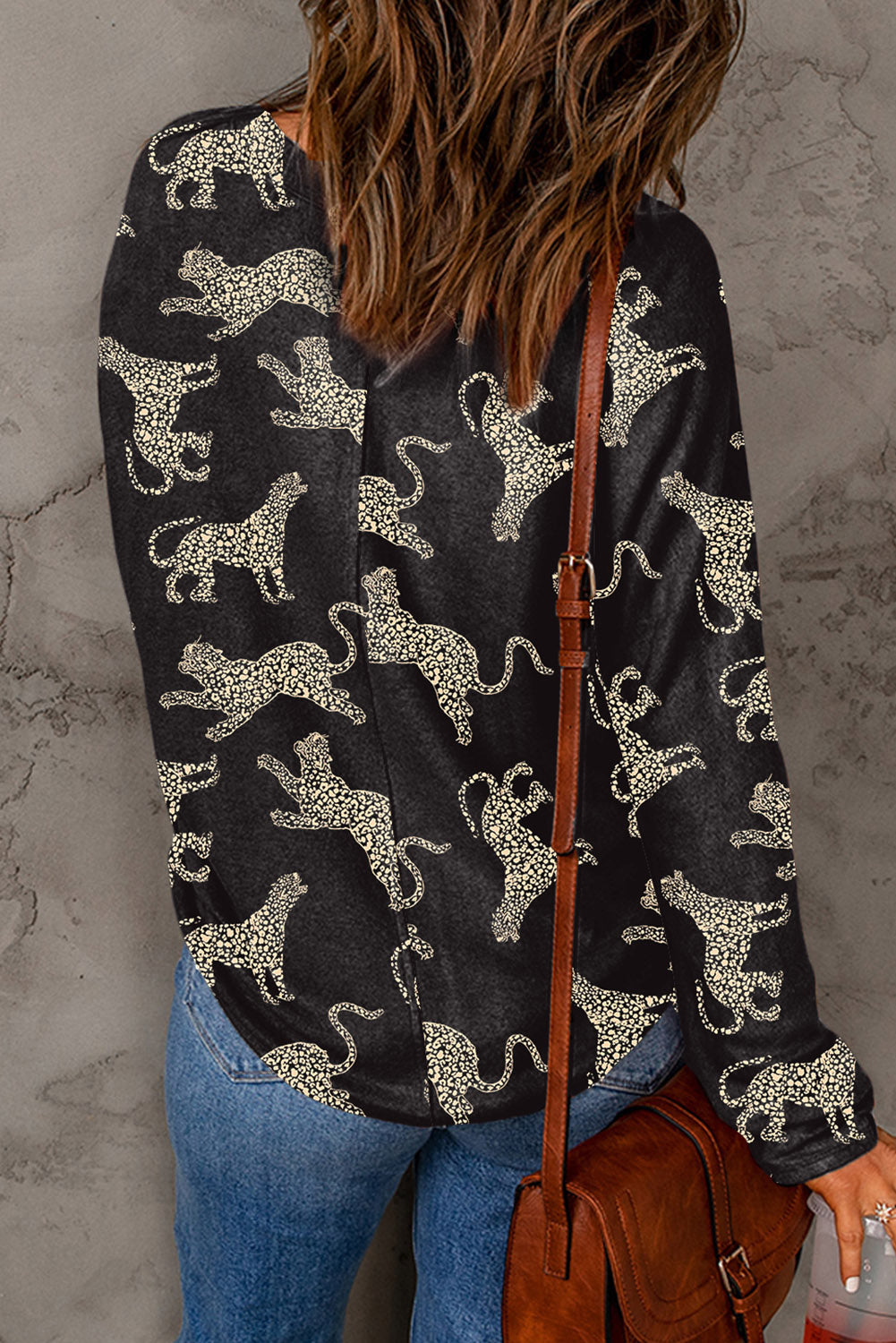 Rundhals-Top mit Animal-Print