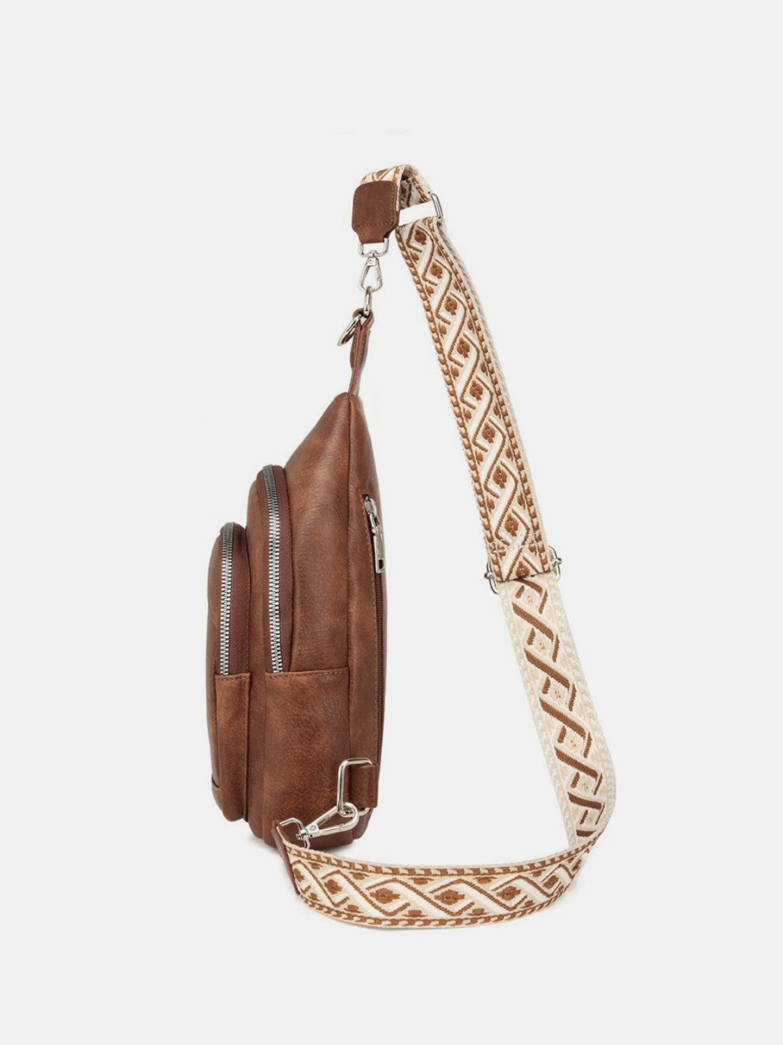 PU leren crossbody tas met twee afneembare banden