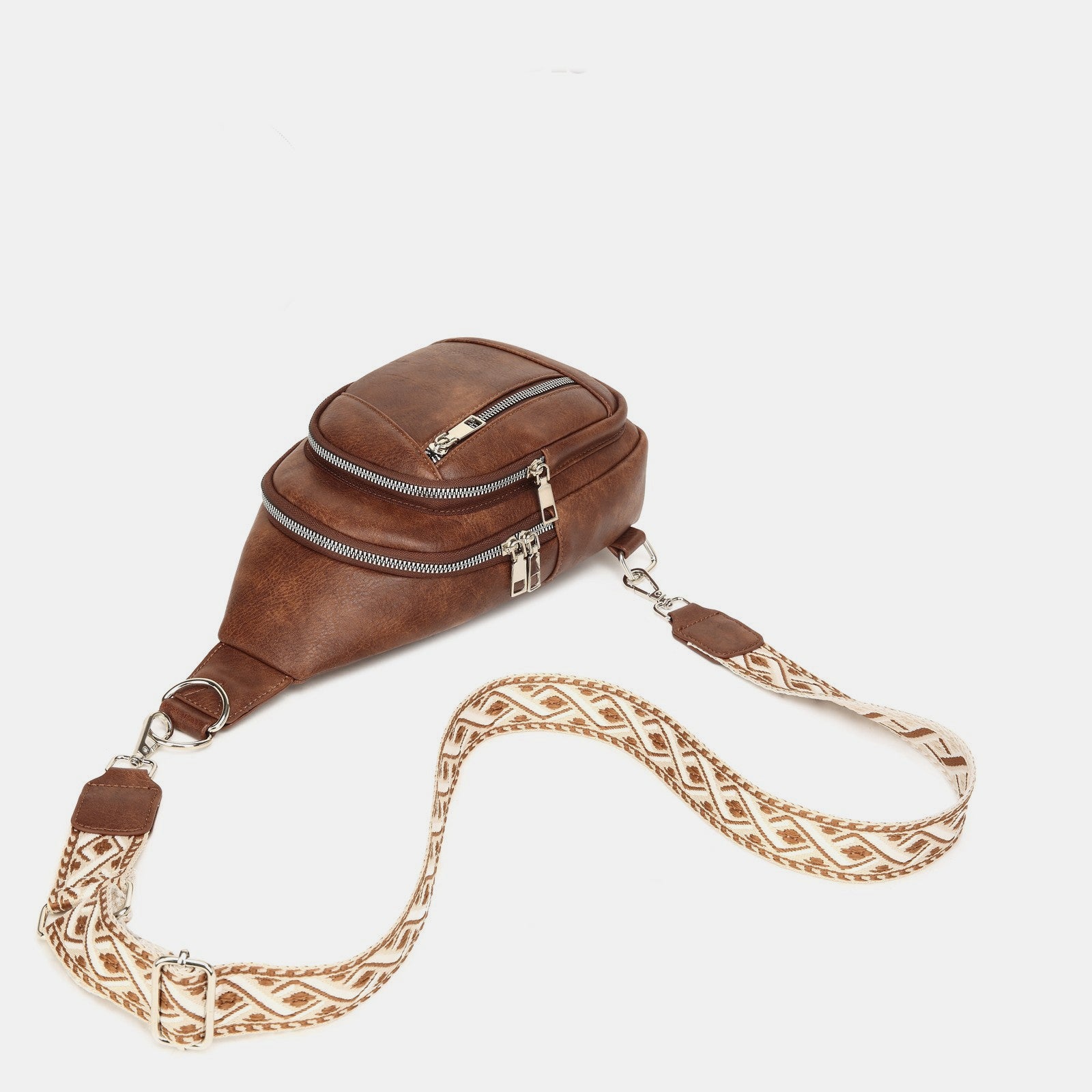 PU leren crossbody tas met twee afneembare banden