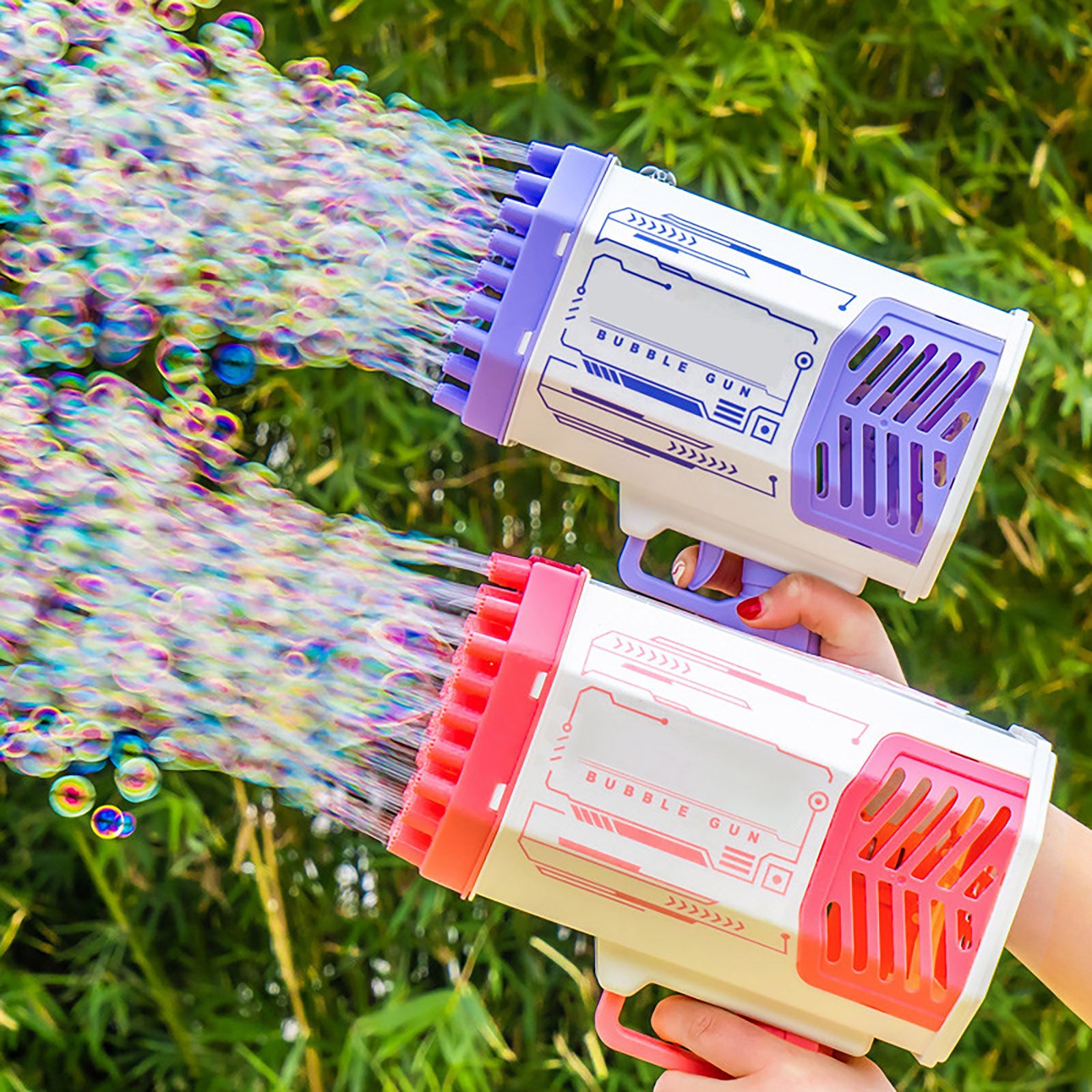 Bubble Gun Rocket – 69 Gaatjes Bellenblaas Speelgoed met Licht & Automatische Blazer