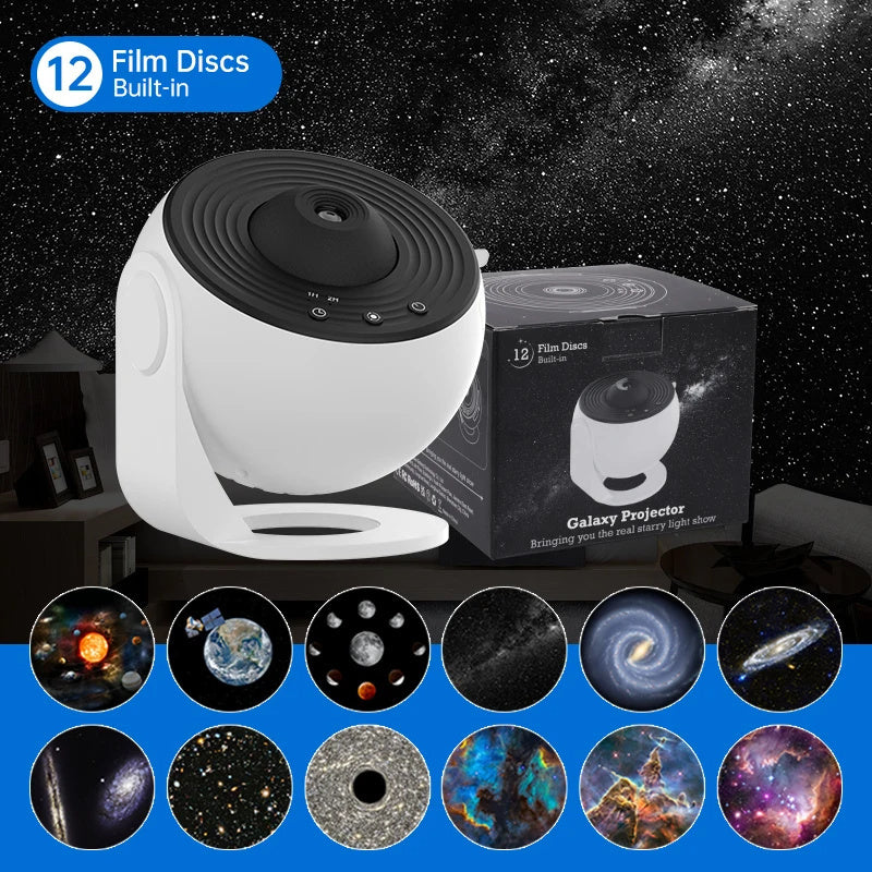 12-in-1 Planetarium Projector – Galaxy Beamer met 360° Rotatie & Films