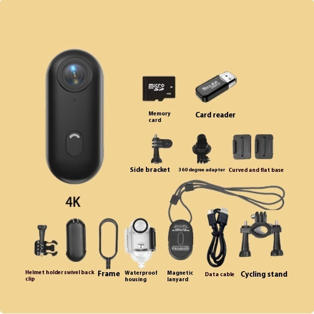 Compacte 4K Action Cam – Helm- & Fietsbevestiging
