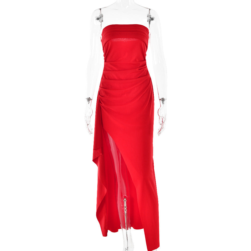 Dames Elegante Strapless Maxi Jurk met Open rug - Avondkleding & Gala